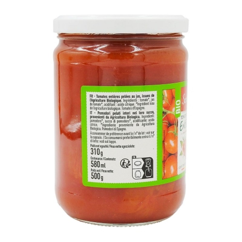 Tomates entières pelées au jus BIO Bocal 500g