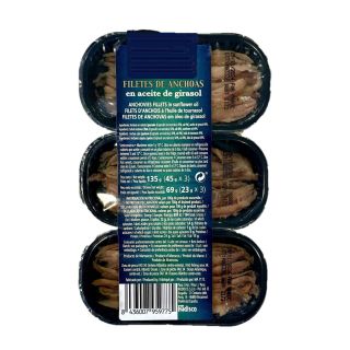 Lot 10x Filet anchois à l'huile tournesol - pack 3x45g - Etui 135g