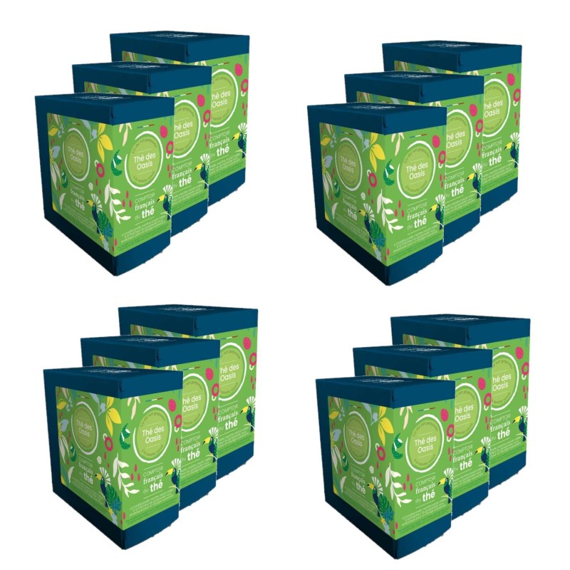 Lot 12x Thé vert des Oasis - 20 sachets - Boîte 40g