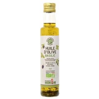 Huile d’olive extra vierge basilic BIO - Bouteille 250ml