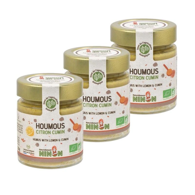 Lot 3x Houmous citron cumin BIO - Pot 130g