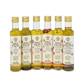 Lot 3x Huile d’olive extra vierge basilic BIO - Bouteille 250ml