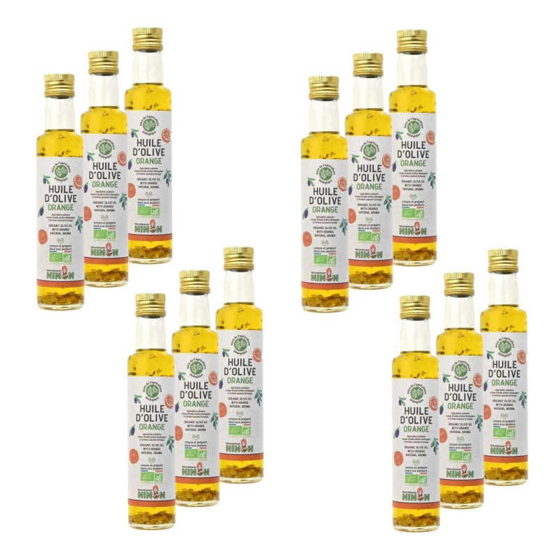 Lot 12x Huile d’olive extra vierge orange BIO - Bouteille 250ml