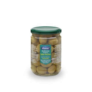 Lot 6x Olive verte entière goût anchois - Bocal 420g