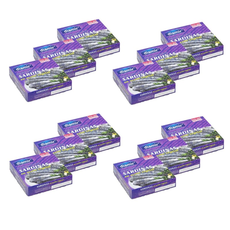 Lot 12x Petites sardines à l'huile - Boîte 266g