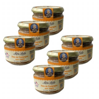 Lot 6x Pâté de campagne aux cèpes - Pot 180g