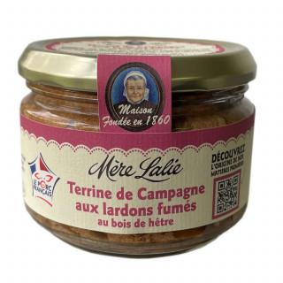 Lot 12x Terrine de campagne aux lardons fumés - Pot 180g