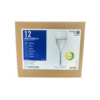 Lot de 12 flûtes à champagne en plastique incassables - 170 ml