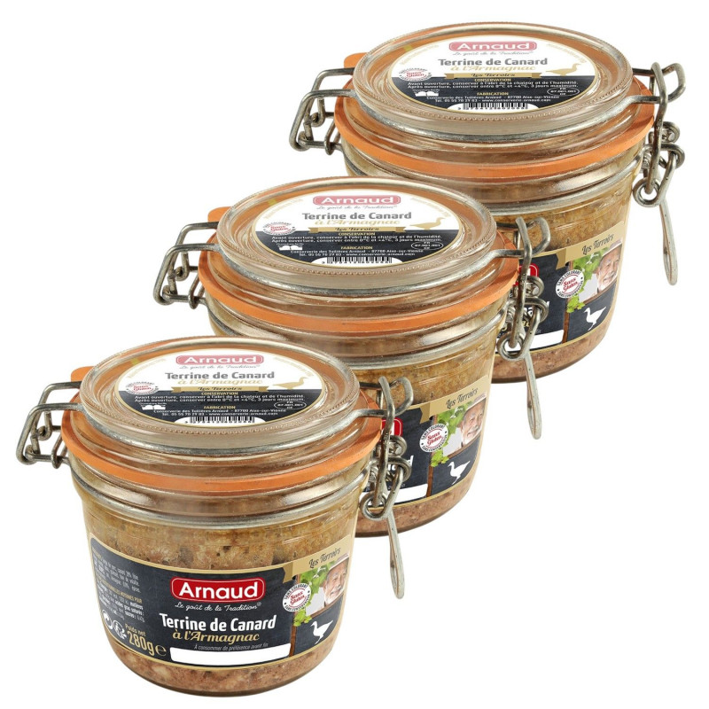 Lot 3x Terrine de canard à l'Armagnac - Bocal 180g