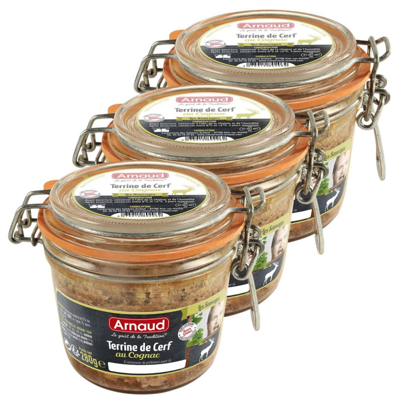 Lot 3x Terrine de cerf au Cognac - Bocal 180g
