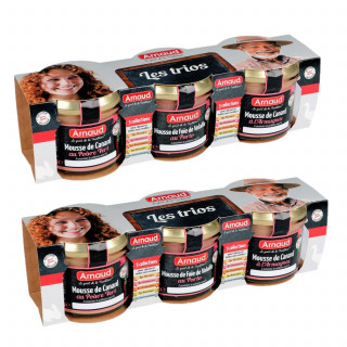 Lot 2x Mousse de canard au poivre vert + Mousse de foie de volaille au Porto + Mousse de canard à l'Armagnac - 3 x 90g