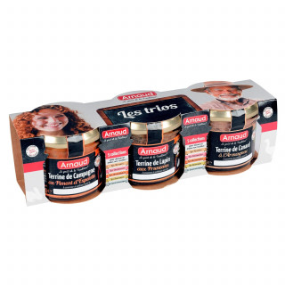 Lot 2x Terrine de campagne au piment d'Espelette + Terrine de lapin aux pruneaux + Terrine de canard à l'Armagnac - 3 x 90g