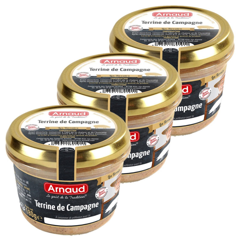 Lot 3x Terrine de campagne - Bocal 180g