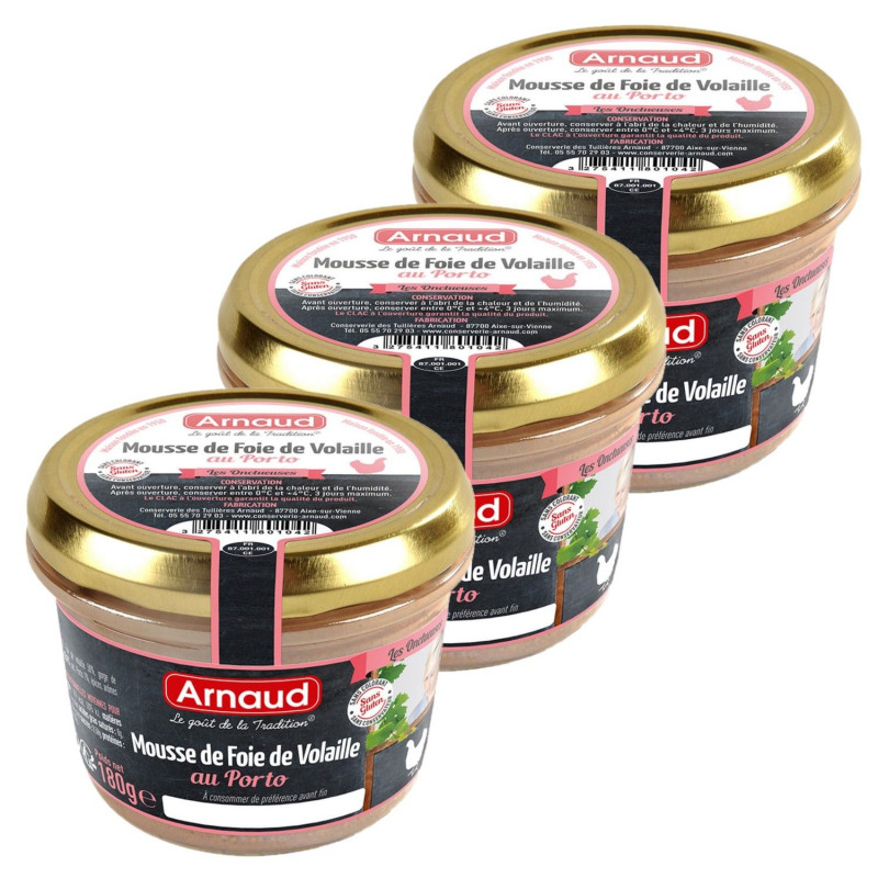 Lot 3x Mousse de foie de volaille au Porto - Bocal 90g