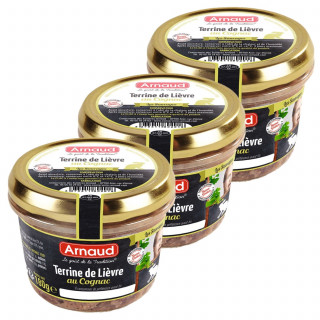 Lot 3x Terrine de lièvre au Cognac - Bocal 180g