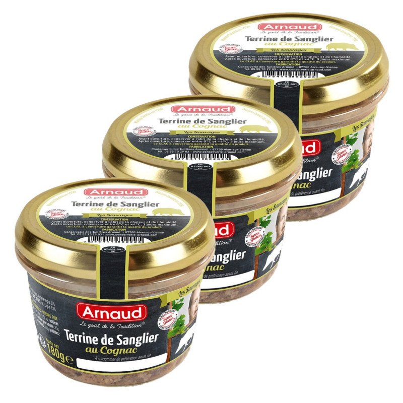 Lot 3x Terrine de sanglier au Cognac - Bocal 180g