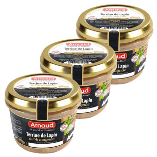 Lot 3x Terrine de lapin à l'Armagnac - Bocal 180g