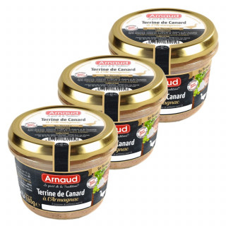 Lot 3x Terrine de canard à l'Armagnac - Bocal 180g