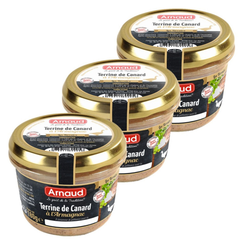 Lot 3x Terrine de canard à l'Armagnac - Bocal 180g