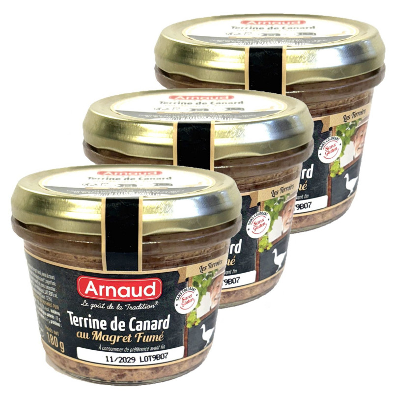Lot 3x Terrine de canard au magret fumé - Bocal 180g