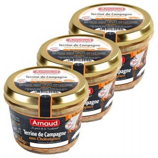 Lot 3x Terrine de campagne aux châtaignes - Bocal 180g