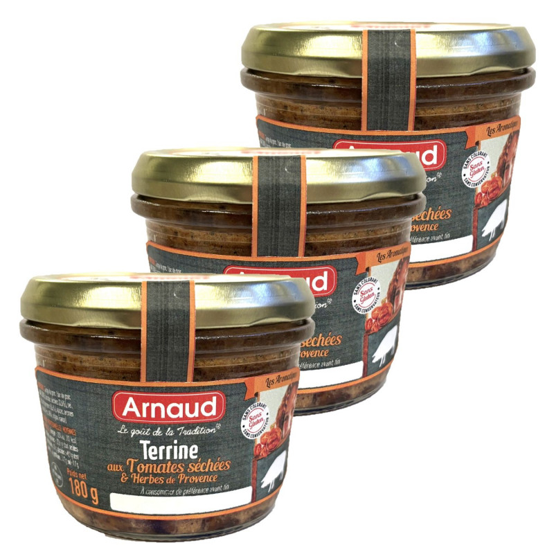 Lot 3x Terrine aux tomates séchées et herbes de Provence - Bocal 180g