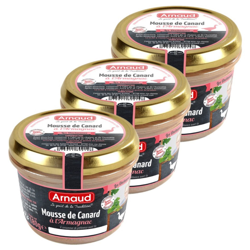 Lot 3x Mousse de canard à l'Armagnac - Bocal 90g