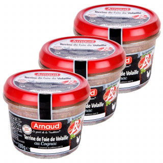 Lot 3x Terrine de foie de volaille au Cognac - Label Rouge - Bocal 180g