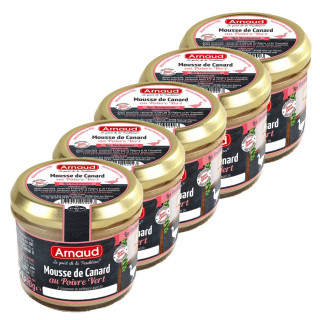 Lot 5x Mousse de canard au poivre vert - Bocal 90g