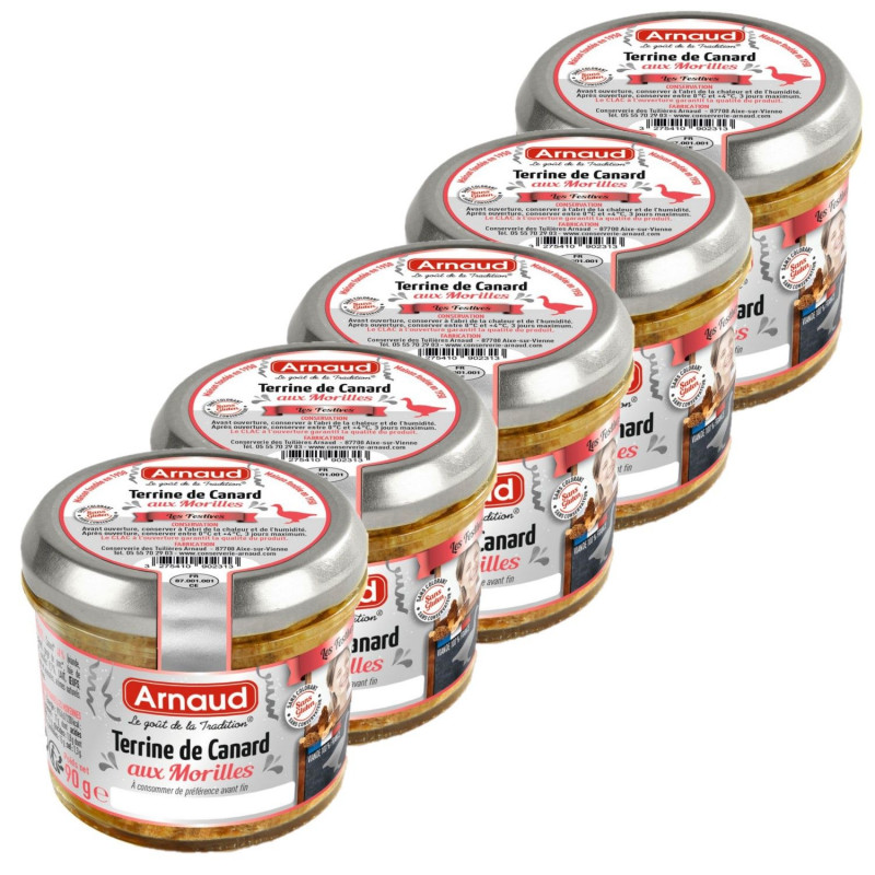 Lot 5x Terrine de canard aux morilles - Bocal 90g