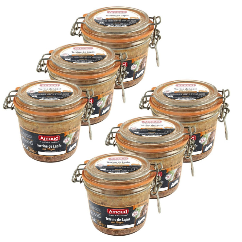 Lot 6x Terrine de lapin au thym - Bocal 280g