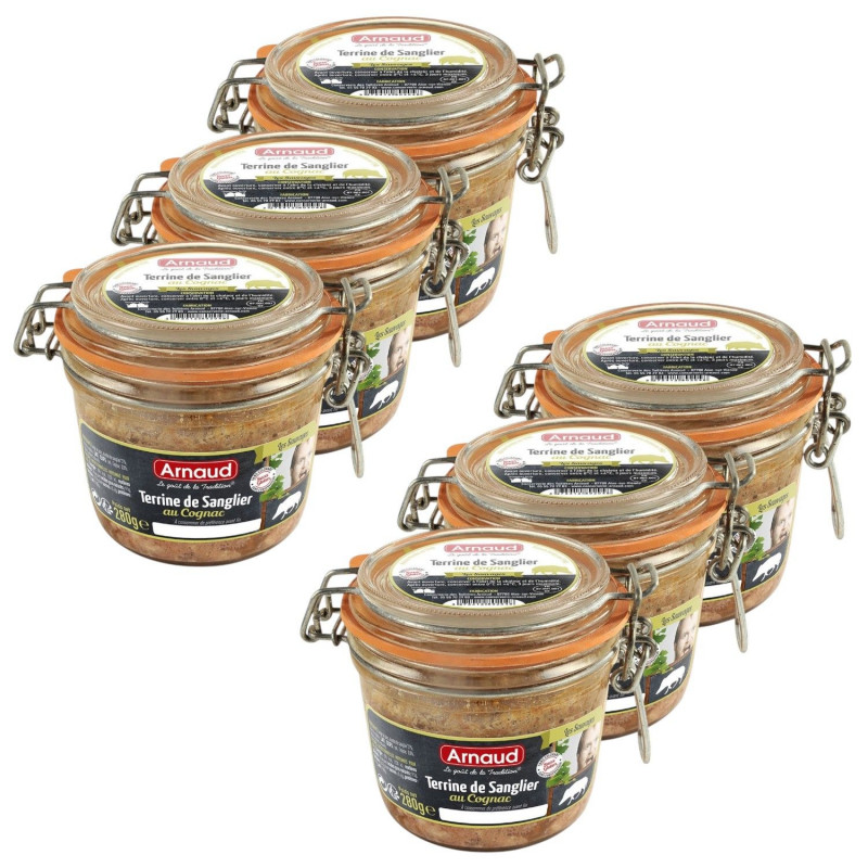 Lot 6x Terrine de sanglier au Cognac - Bocal 180g