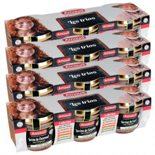 Lot 4x Assortiment de terrines au Cognac (chevreuil, sanglier et cerf) - Bocal 3 x 180g