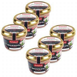 Lot 6x Mousse de foie de porc au cognac - Bocal 180g