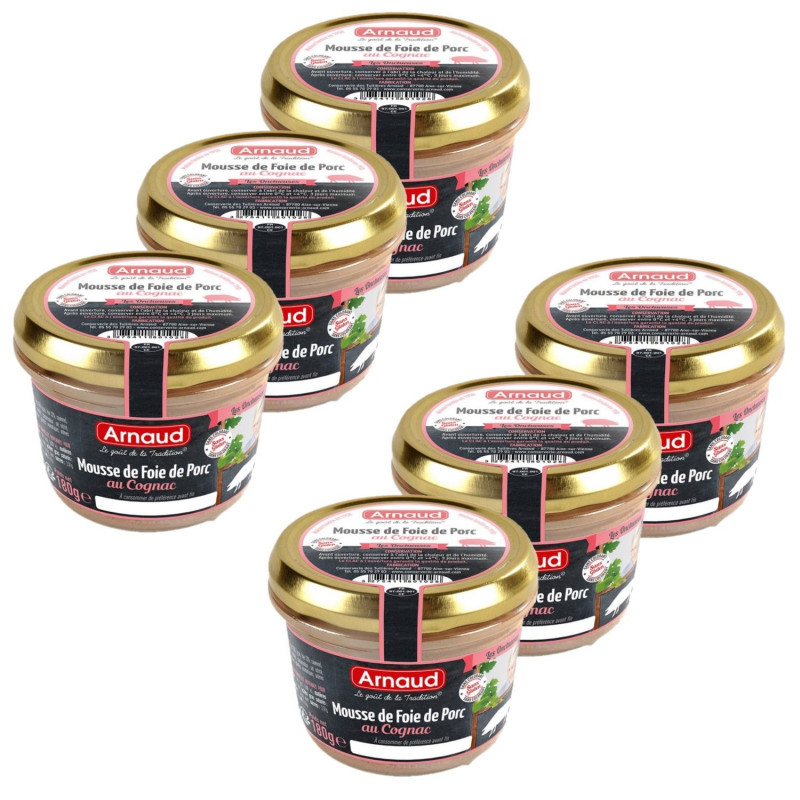 Lot 6x Mousse de foie de porc au cognac - Bocal 180g