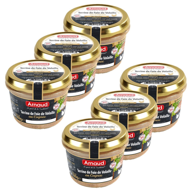 Lot 6x Terrine de foie de volaille au Cognac - Bocal 180g