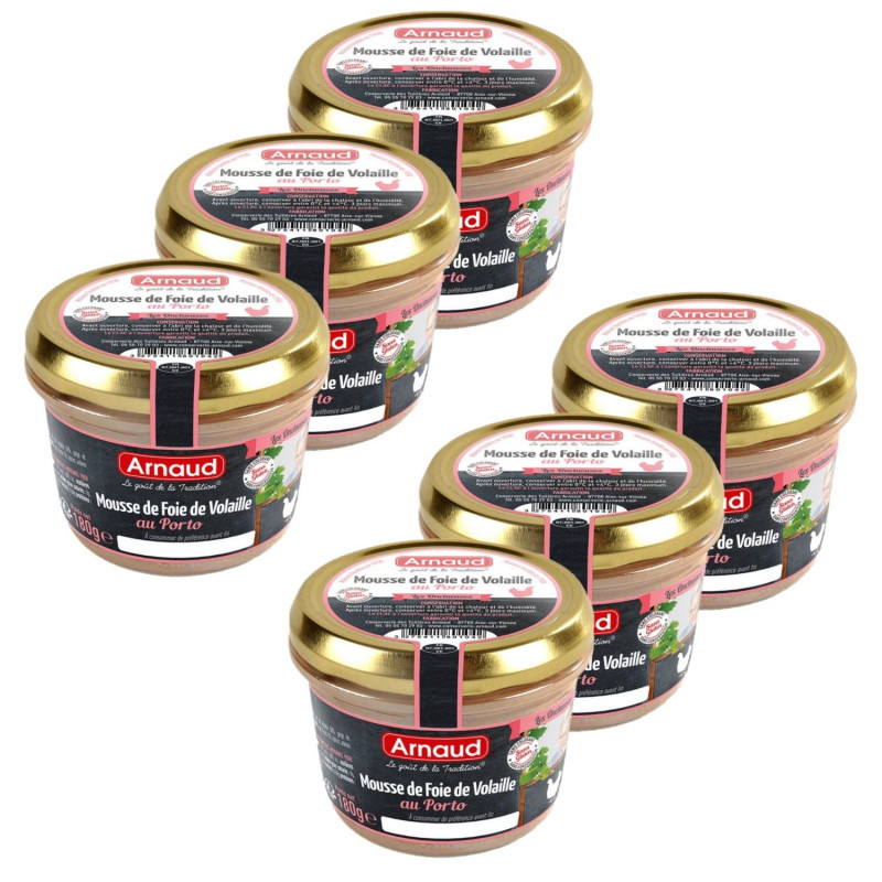 Lot 6x Mousse de foie de volaille au Porto - Bocal 90g
