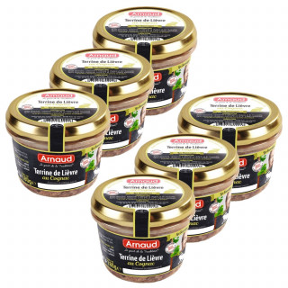 Lot 6x Terrine de lièvre au Cognac - Bocal 180g