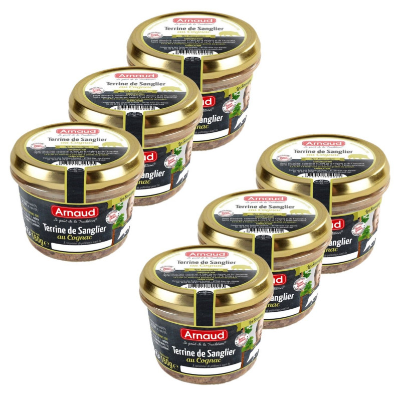 Lot 6x Terrine de sanglier au Cognac - Bocal 180g