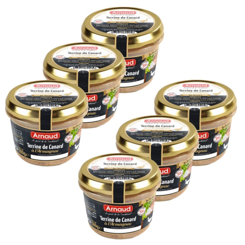 Lot 6x Terrine de canard à l'Armagnac - Bocal 180g