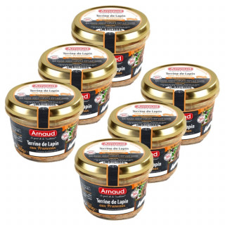 Lot 6x Terrine de lapin aux pruneaux - Bocal 180g