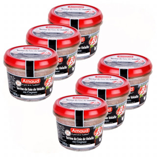 Lot 6x Terrine de foie de volaille au Cognac - Label Rouge - Bocal 180g