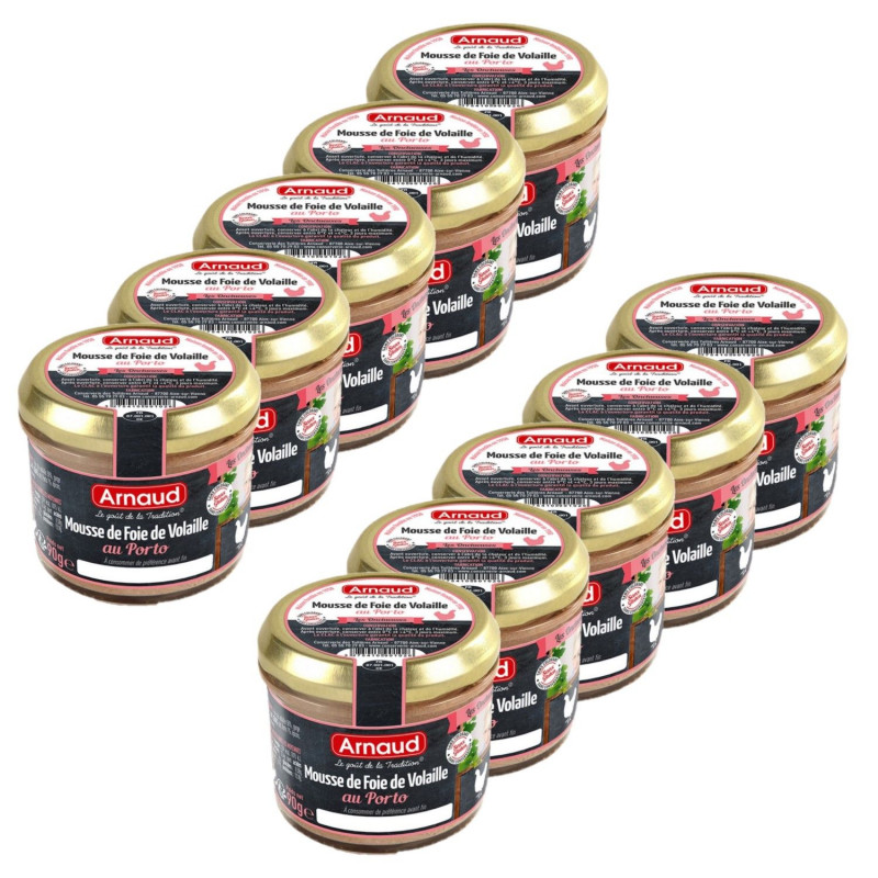 Lot 10x Mousse de foie de volaille au Porto - Bocal 90g