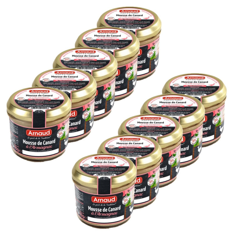 Lot 10x Mousse de canard à l'Armagnac - Bocal 90g