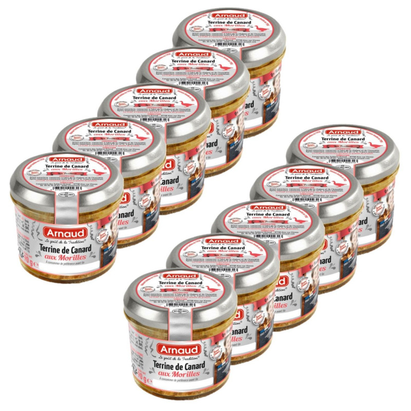Lot 10x Terrine de canard aux morilles - Bocal 90g