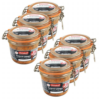 Lot 6x Terrine de campagne au piment d'Espelette - Label Rouge - Bocal 180g