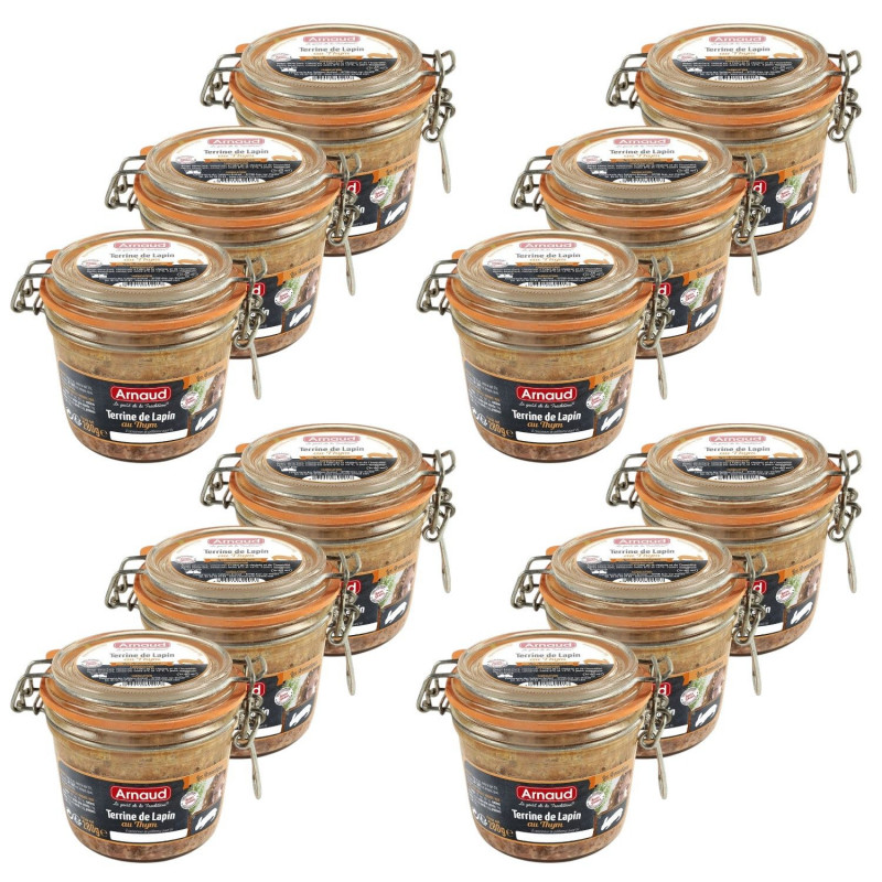 Lot 12x Terrine de lapin au thym - Bocal 280g