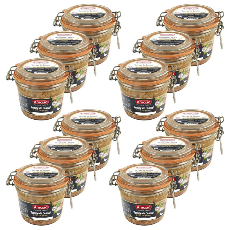 Lot 12x Terrine de canard à l'Armagnac - Bocal 180g
