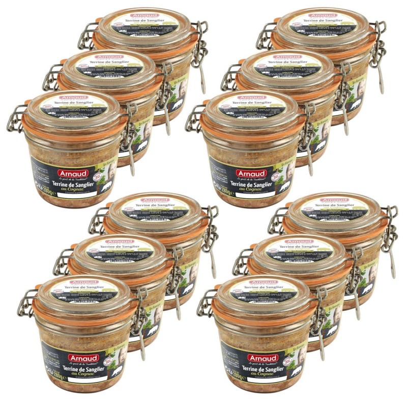 Lot 12x Terrine de sanglier au Cognac - Bocal 180g