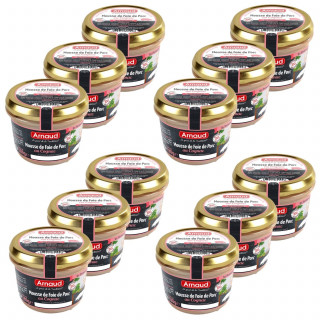 Lot 12x Mousse de foie de porc au cognac - Bocal 180g